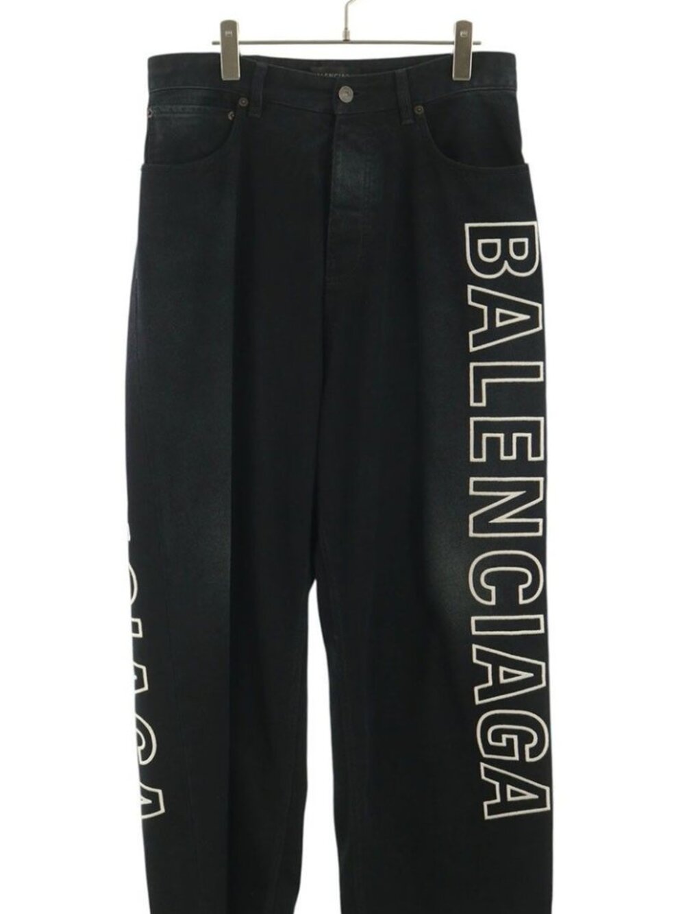 Balenciaga Out Line Logo Wide Denim Pants XS